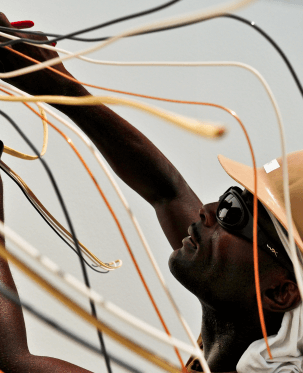 Installing new electrical  conduit in a renovation project.